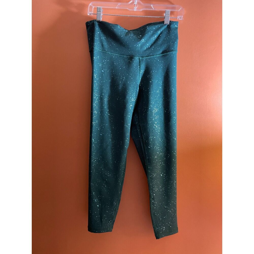 GapFit Womenβs M Teal Sparkle Speckled High Rise 7/8 Performance Leggings